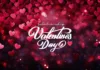 A festive Valentine's Week background with floating red and pink heart confetti and elegant script lettering celebrating love and relationships.