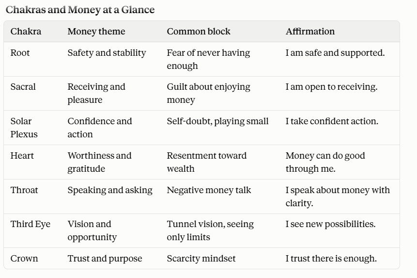 Chakra and money at glance